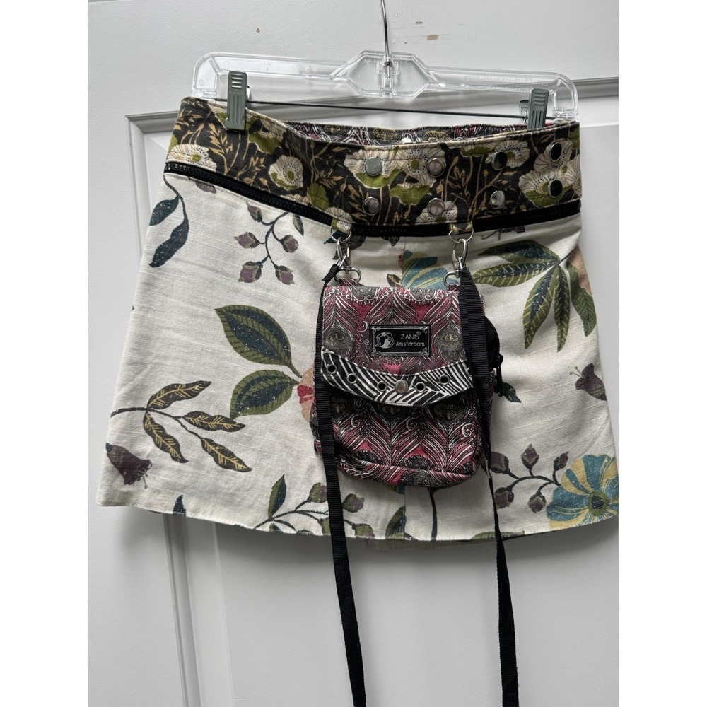 Zand Amsterdam Reversible Wrap Skirt Snap Button‎ Boho Medallion Floral Pouch